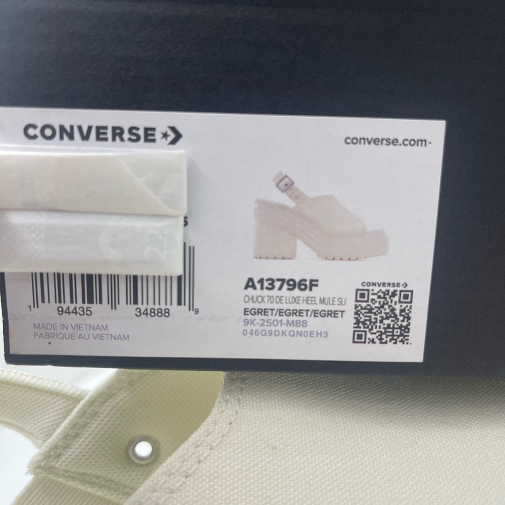 Converse CHUCK 70 DE LUXE HEEL MULE SLI EGRET/EGRET/EGRET Platform Heels A13796F - Picture 16 of 16